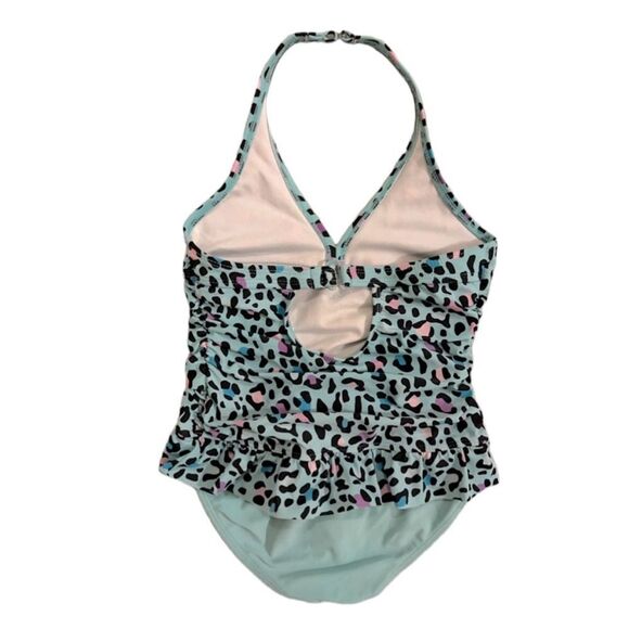 OP Blue Leopard Print Skirted One Piece Swimsuit - Picture 5 of 9